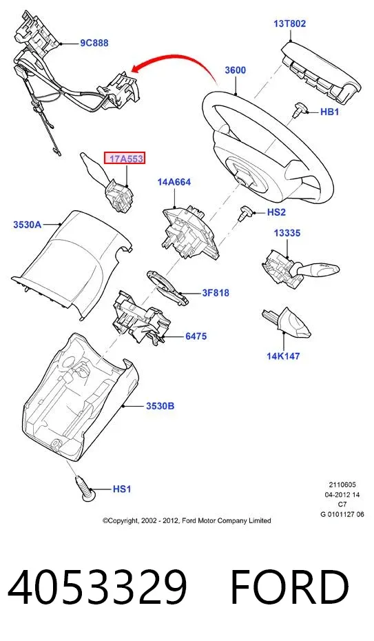 Przełącznik zespolony prawy 4053329 Ford