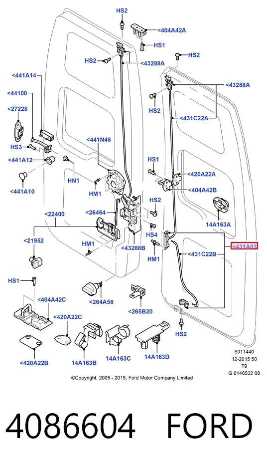 Zamek drzwi tylnych lewych skrzydłowych 4086604 Ford