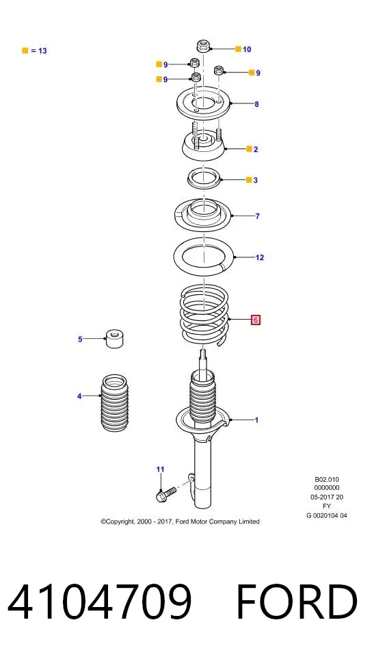 Sprężyna przednia 4104709 Ford