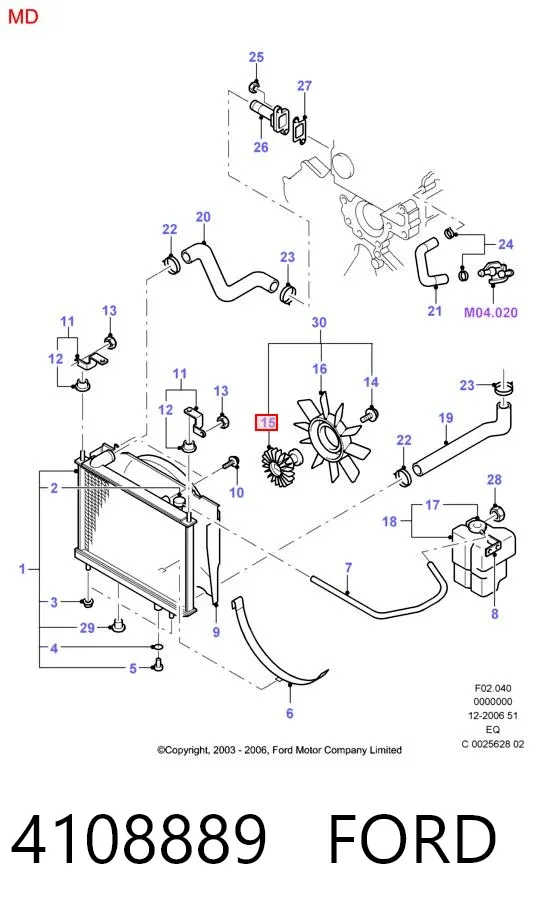 Sprzęgło wiskotyczne wentylatora chłodzenia 4108889 Ford
