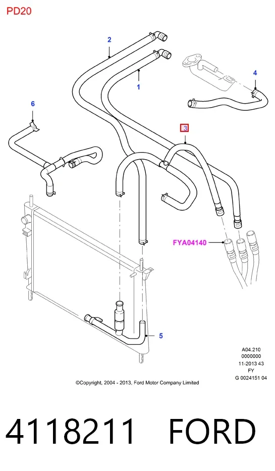 Przewód (króciec) układu chłodzenia 4118211 Ford