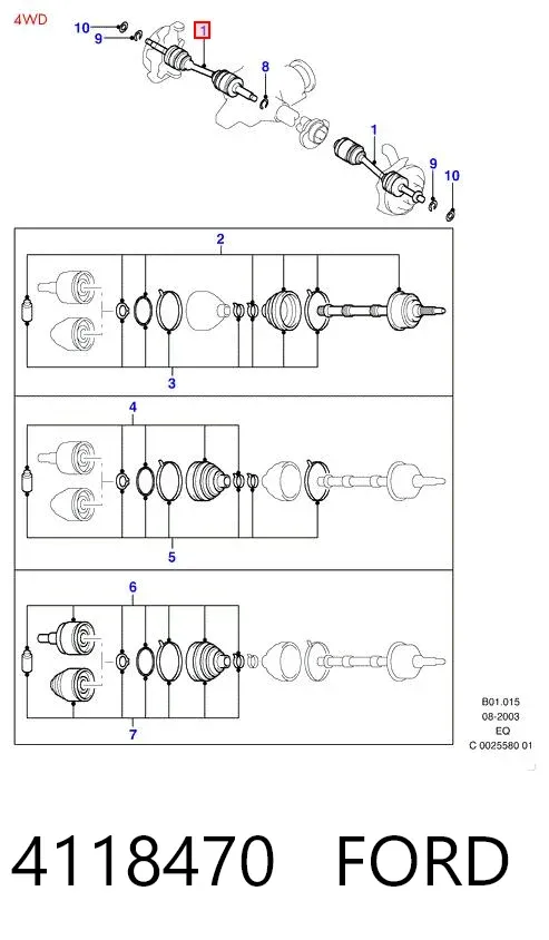 Półoś napędowa przednia prawa 4118470 Ford
