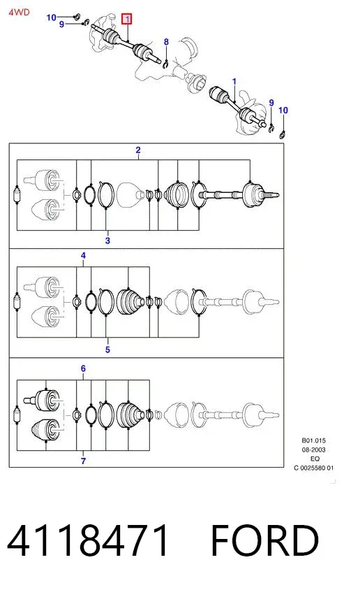 Półoś napędowa przednia lewa 4118471 Ford