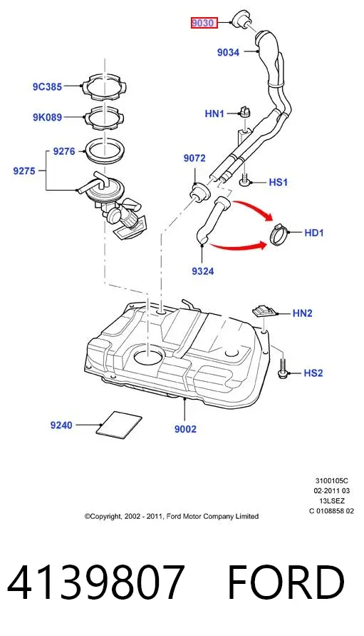 Korek wlewu paliwa 4139807 Ford