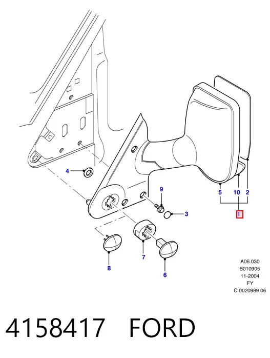 Lusterko wsteczne prawe 4158417 Ford