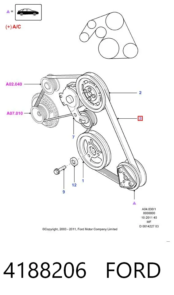 Pas napędowy mechanizmów 4188206 Ford