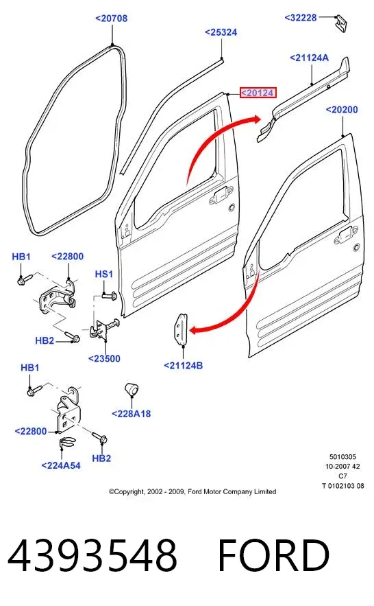 Drzwi przednie prawe Ford Connect TC7