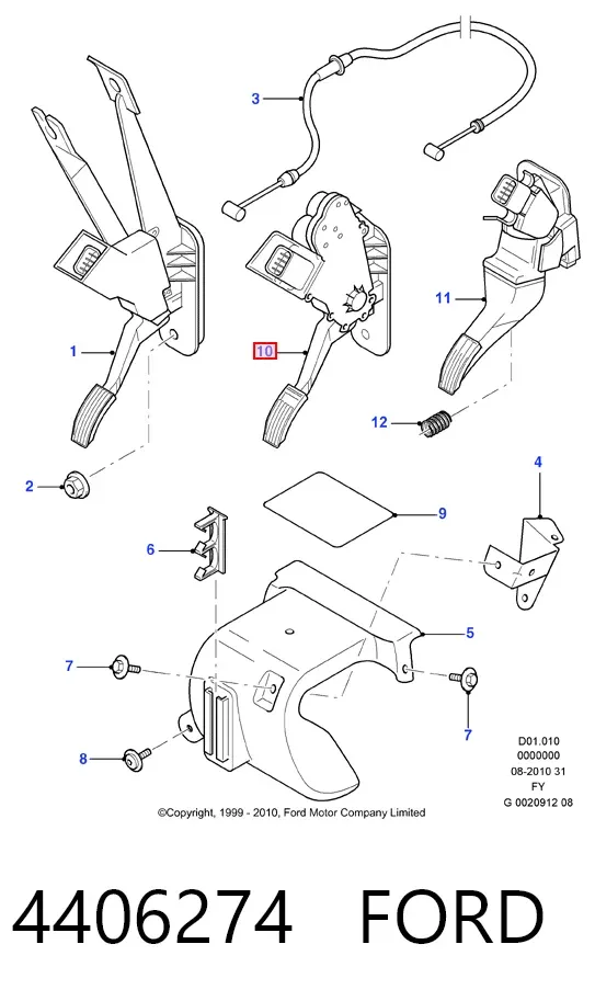 Pedał przyspieszenia (gazu) 4406274 Ford