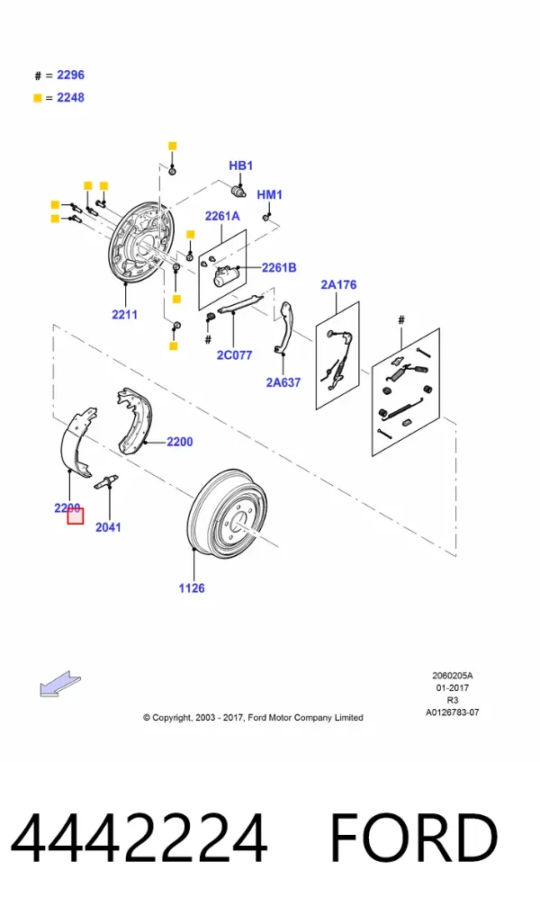 Klocki hamulcowe tylne bębnowe 4442224 Ford