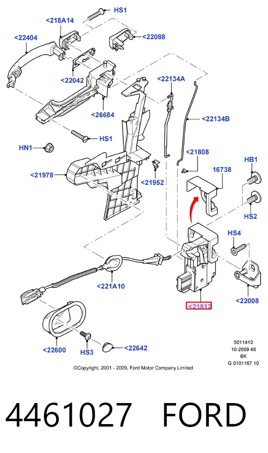 Zamek drzwi przednich lewych 4461027 Ford