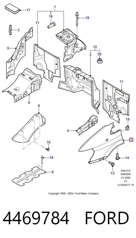 Błotnik przedni prawy 4469784 Ford
