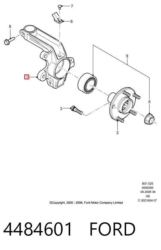 Czop (zwrotnica) przedni lewy 4484601 Ford