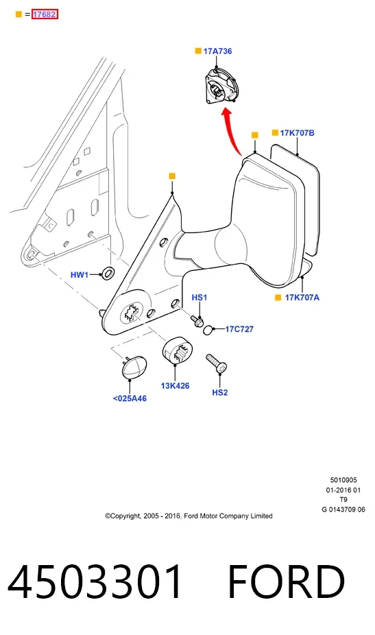 Lusterko wsteczne lewe 4503301 Ford