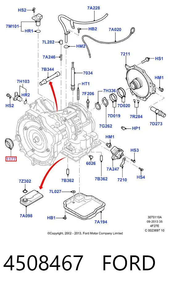 Uszczelniacz automatycznej/mechanicznej skrzyni biegów (wału głównego) 4508467 Ford