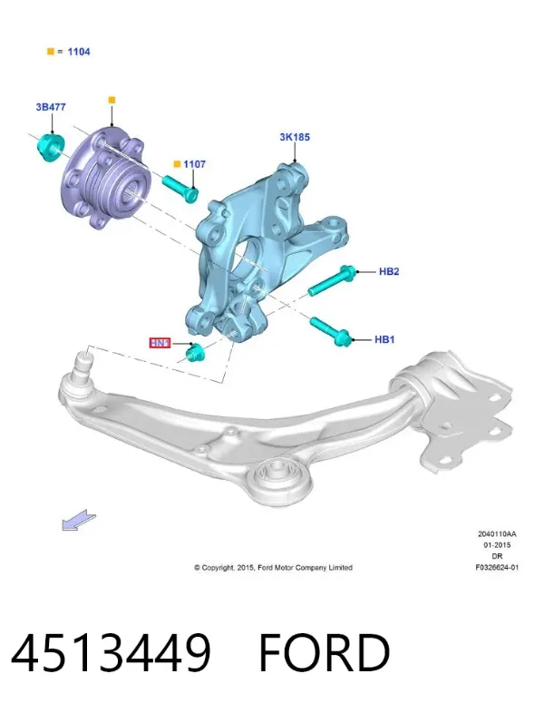 Śruba (nakrętka) mocowania 4513449 Ford