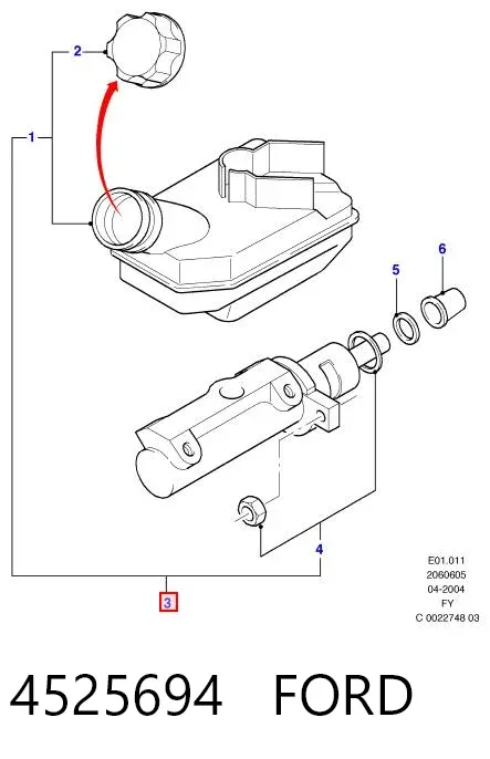 Główny cylinder hamulców 4525694 Ford