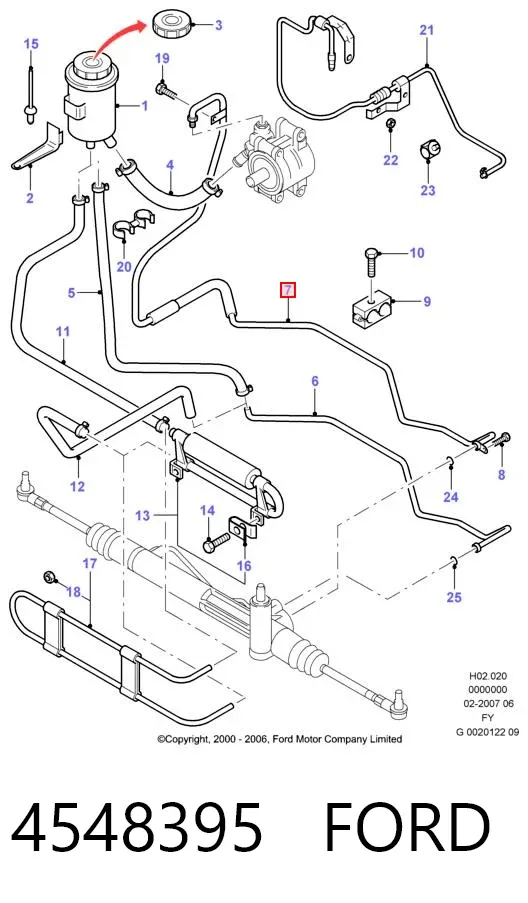 Przewód hydraulicznego układu wspomagania wysokiego ciśnienia, od pompy do maglownicy (mechanizmu) 4548395 Ford