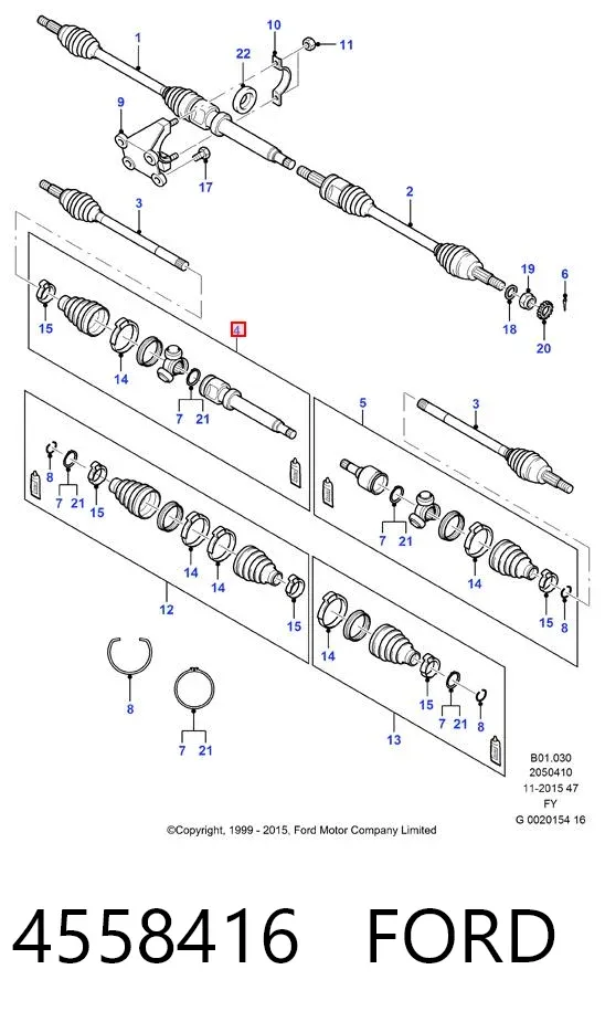 Przegub homokinetyczny wewnętrzny przedni prawy 4558416 Ford