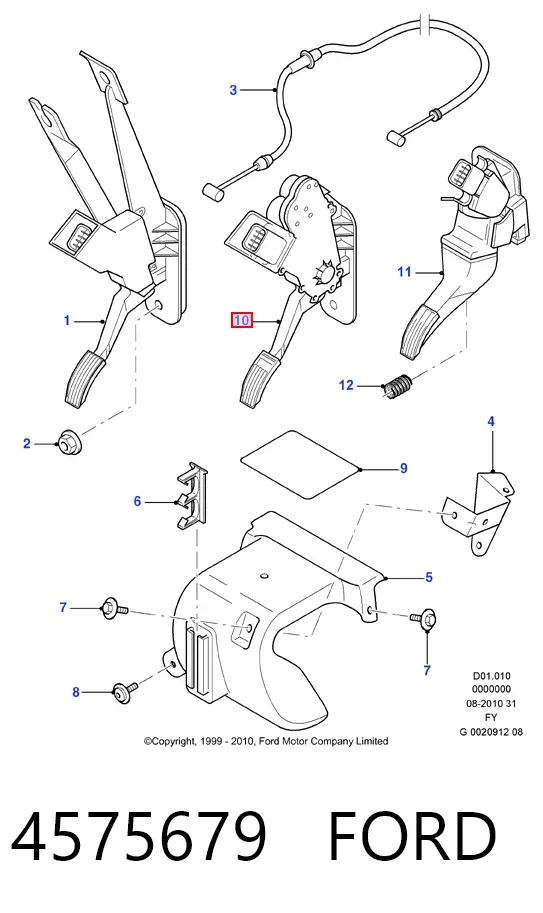 Pedał przyspieszenia (gazu) 4575679 Ford