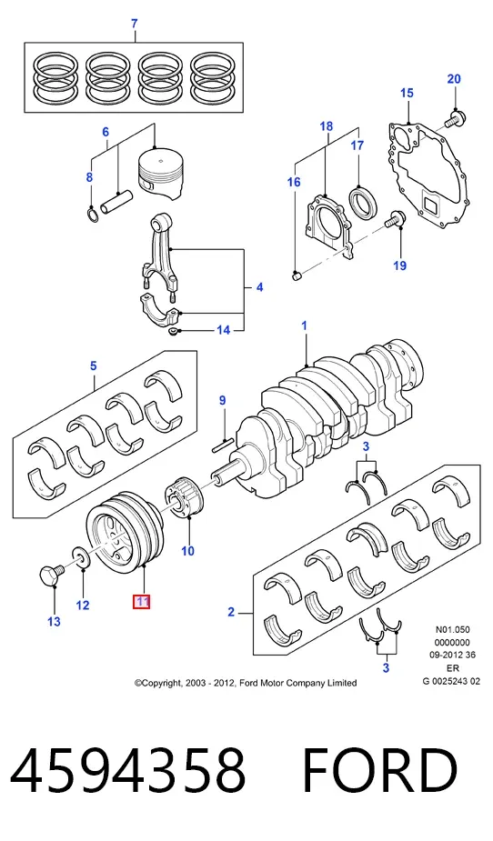 Koło pasowe wału korbowego 4594358 Ford