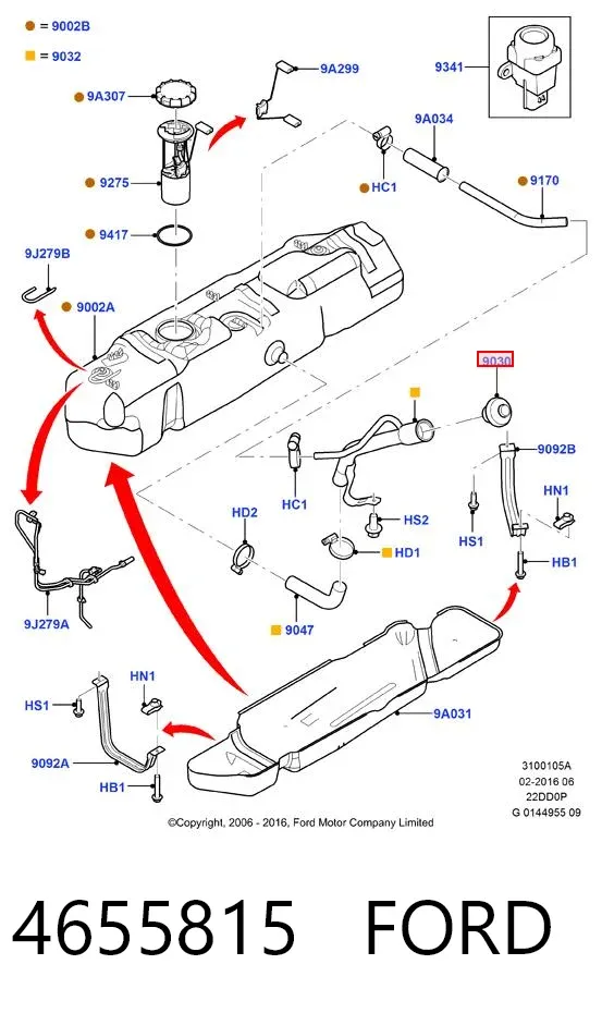 Korek wlewu paliwa 4655815 Ford