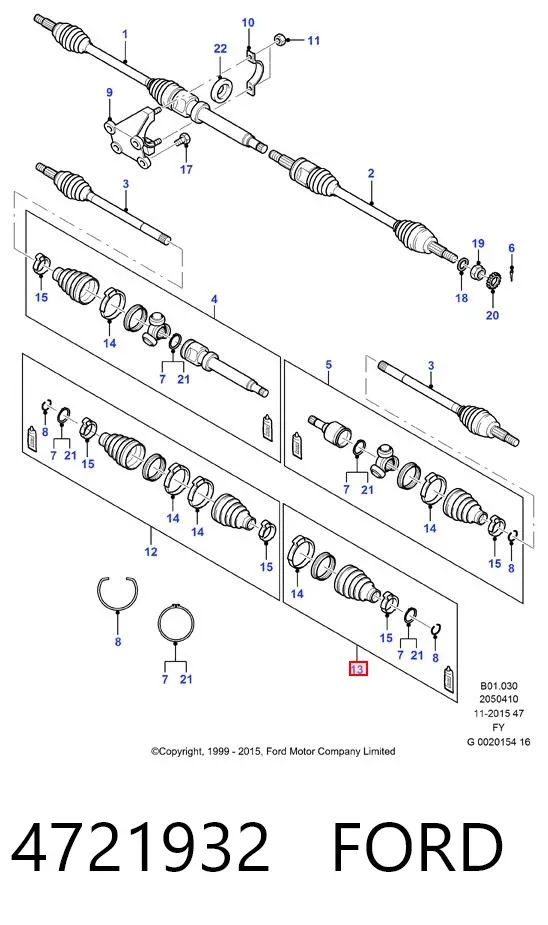 Osłona przegubu homokinetycznego półosi przedniej wewnętrzna 4721932 Ford