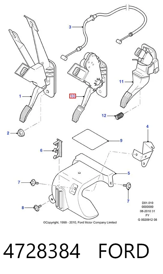 Pedał przyspieszenia (gazu) 4728384 Ford