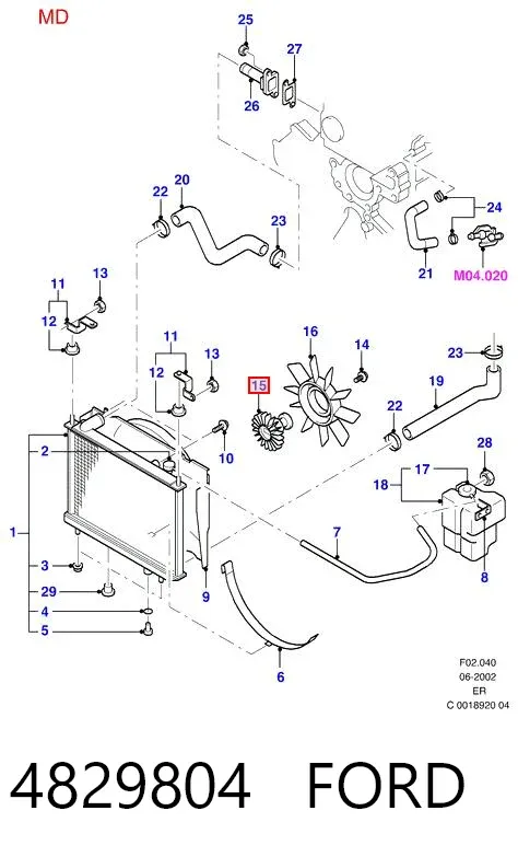 Sprzęgło wiskotyczne wentylatora chłodzenia 4829804 Ford