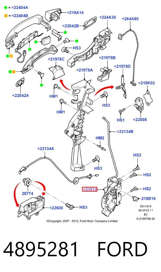 Zamek drzwi przednich lewych 4895281 Ford