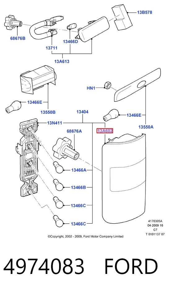 Lampa zespolona tylna lewa Ford Connect TOURNEO