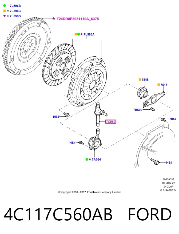 Przewód sprzęgła 4C117C560AB Ford