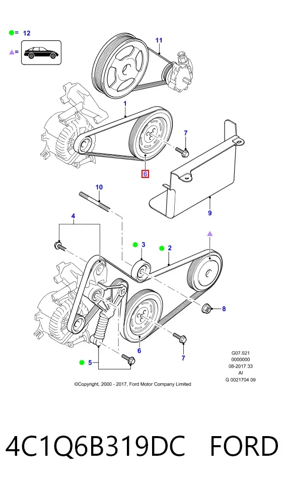 Koło pasowe wału korbowego 4C1Q6B319DC Ford