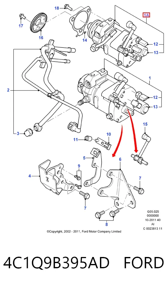Pompa wtryskowa wysokiego ciśnienia 4C1Q9B395AD Ford