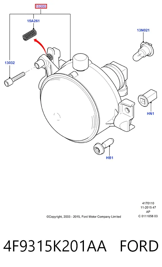Lampa przeciwmgielna lewa/prawa 4F9315K201AA Ford