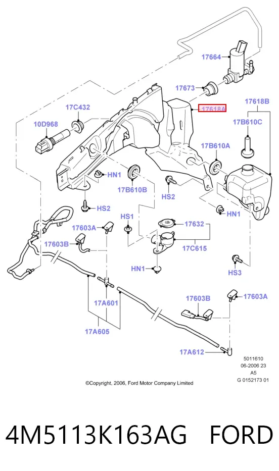 Zbiorniczek spryskiwacza szyb 4M5113K163AG Ford