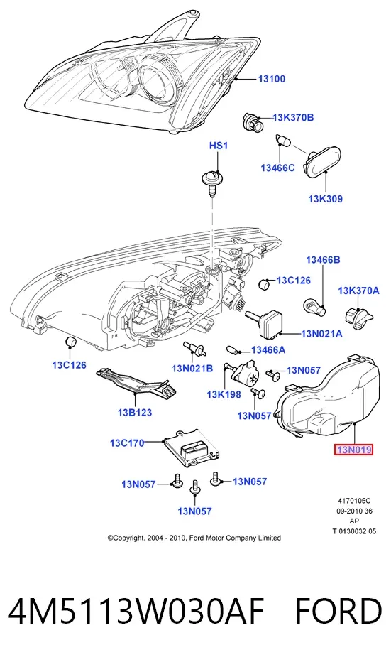 Pokrywa reflektora lewego 4M5113W030AF Ford