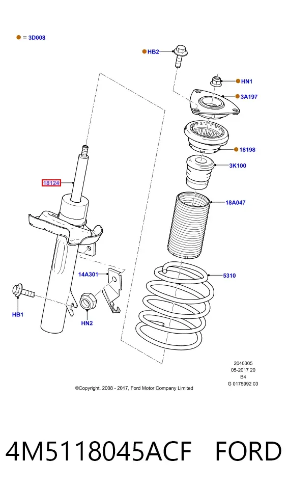 Amortyzator przedni lewy 4M5118045ACF Ford