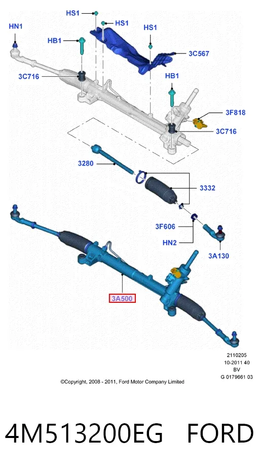 Listwa kierownicza (maglownica) 4M513200EG Ford