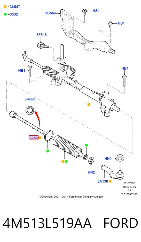 Drążek kierowniczy 4M513L519AA Ford