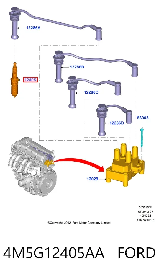 Świeca zapłonowa 4M5G12405AA Ford