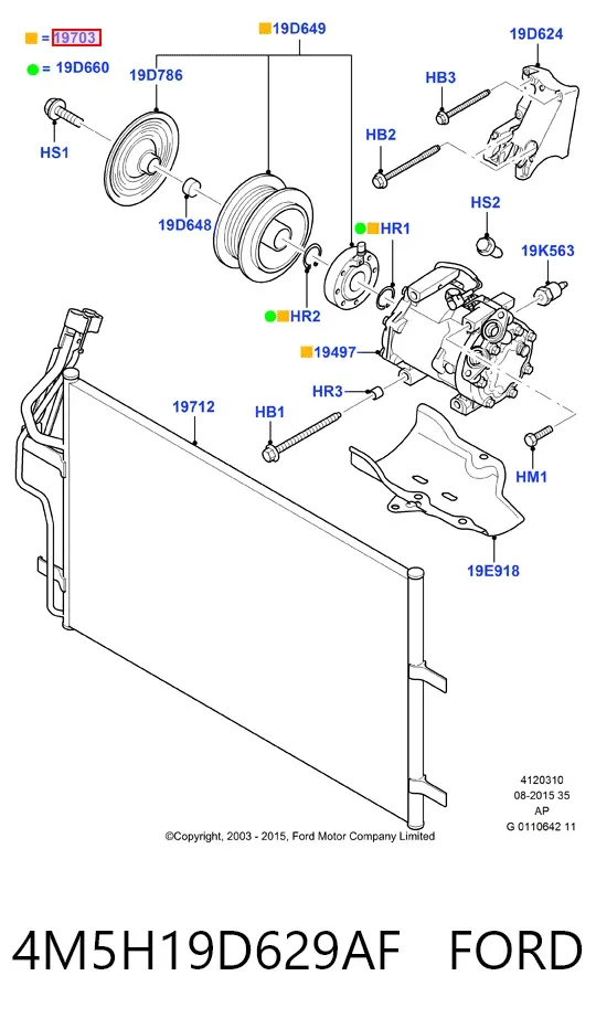 Sprężarka klimatyzacji 4M5H19D629AF Ford