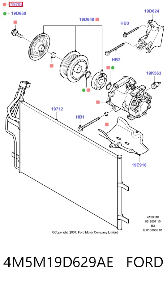 Sprężarka klimatyzacji 4M5M19D629AE Ford
