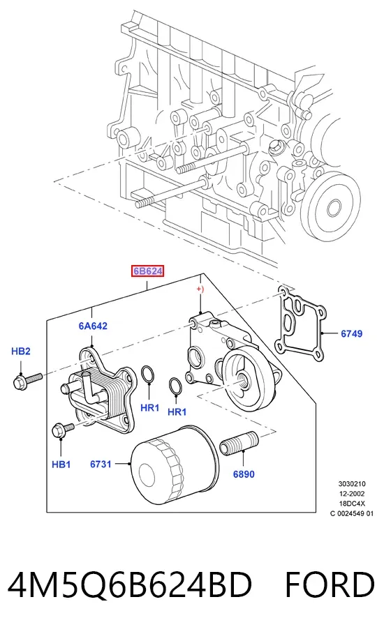 Chłodnica oleju 4M5Q6B624BD Ford