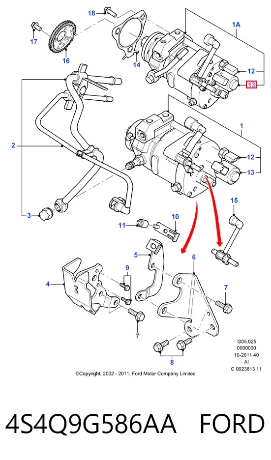 Zawór regulacji ciśnienia (zawór redukcyjny pompy wtryskowej) System Common-Rail 4S4Q9G586AA Ford