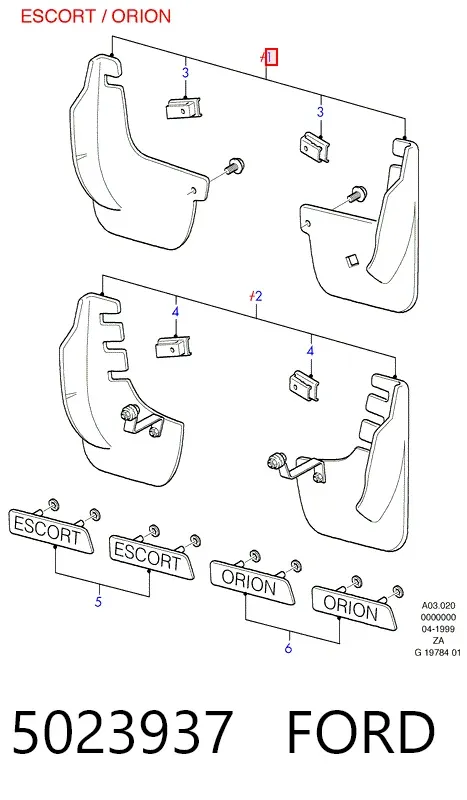 Chlapacze przednie, zestaw 5023937 Ford