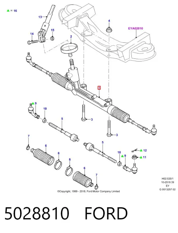 Listwa kierownicza (maglownica) 5028810 Ford