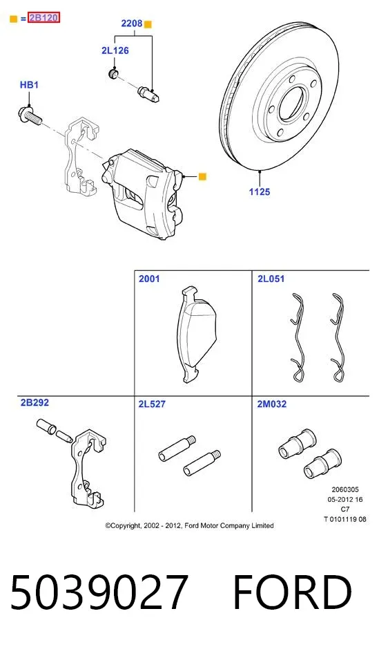 Zacisk hamulcowy przedni prawy 5039027 Ford