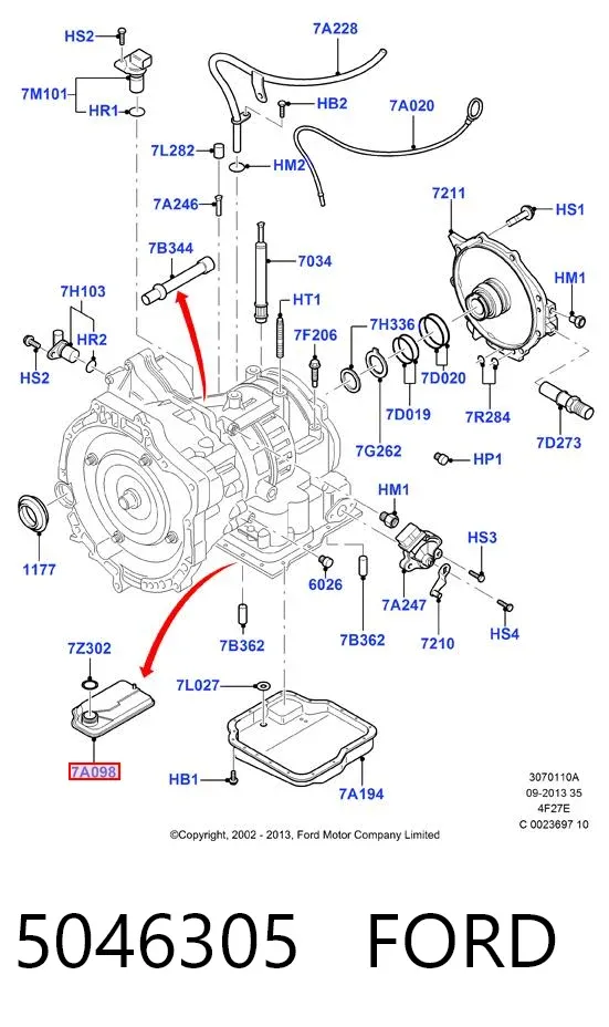 Filtr automatycznej skrzyni biegów 5046305 Ford