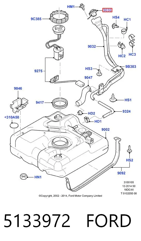 Korek wlewu paliwa 5133972 Ford