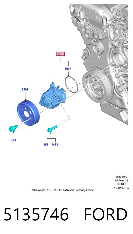 Pompa chłodząca wodna 5135746 Ford